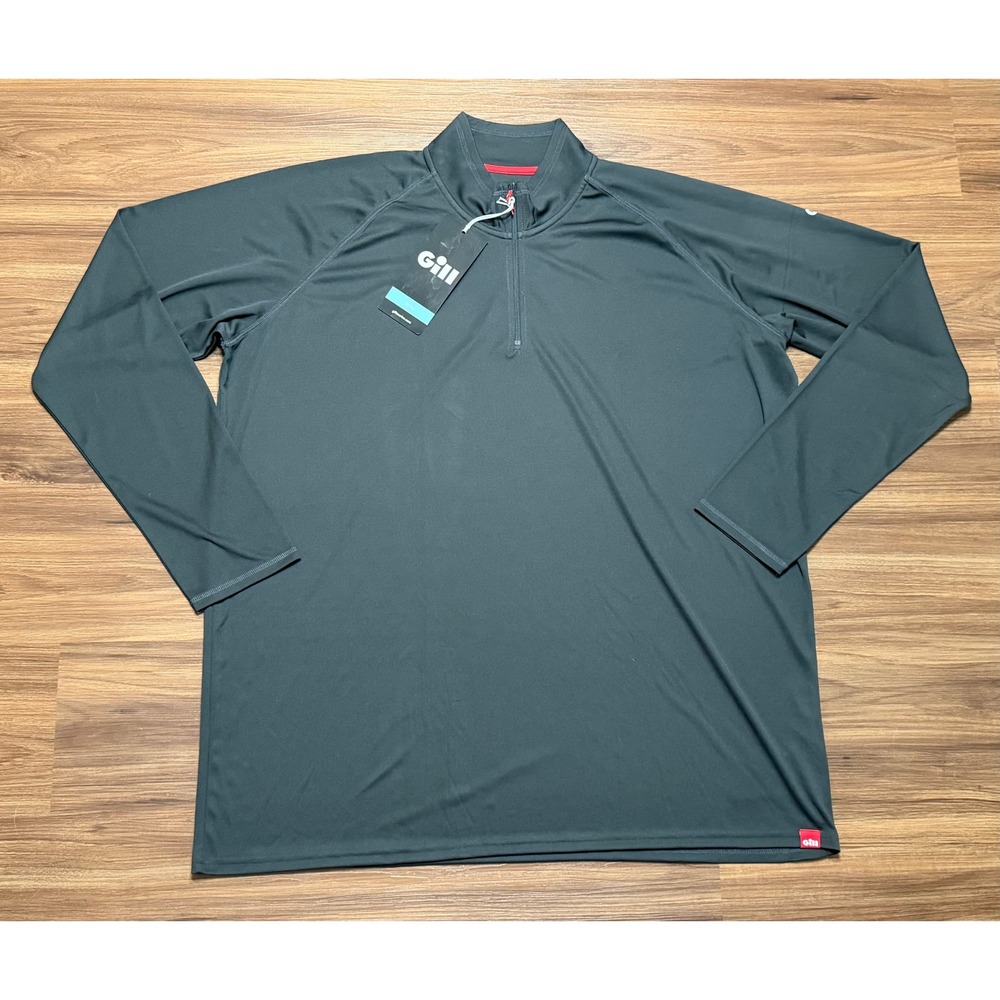Gill Marine UV Tec Long Sleeve Zip Tee Charcoal Grey Performance Shirt Sz 3XL